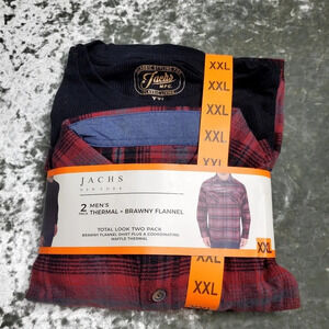 Jachs New York 2 Pack Men's Thermal + Brawny Flannel Pack